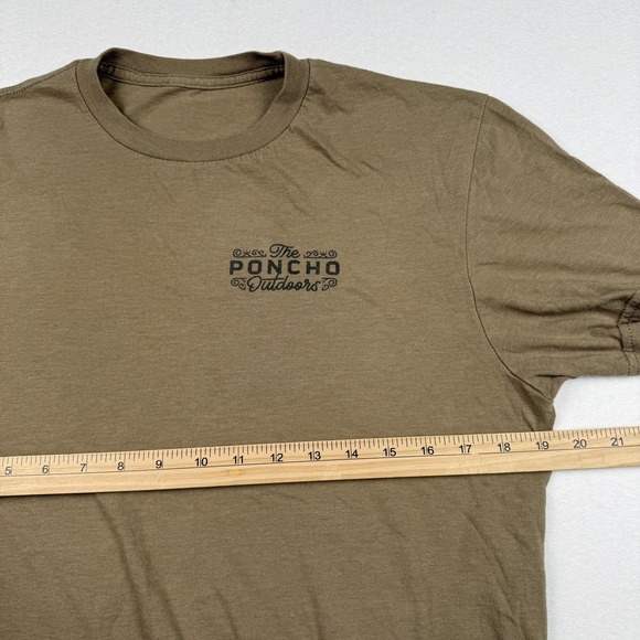 Poncho Outdoors Shirt Mens Medium Brown Deer Antlers Graphic Hunting Tee - Picture 4 of 6